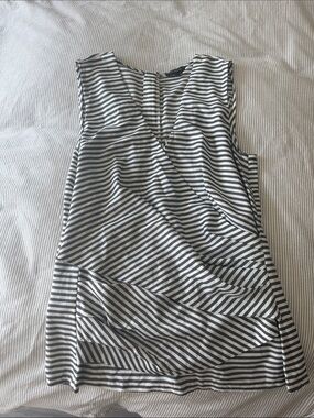 Ann Taylor Black and White Striped Sleeveless Top